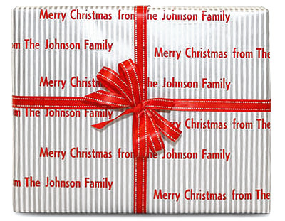 Silver Stripe Personalized Gift Wrap